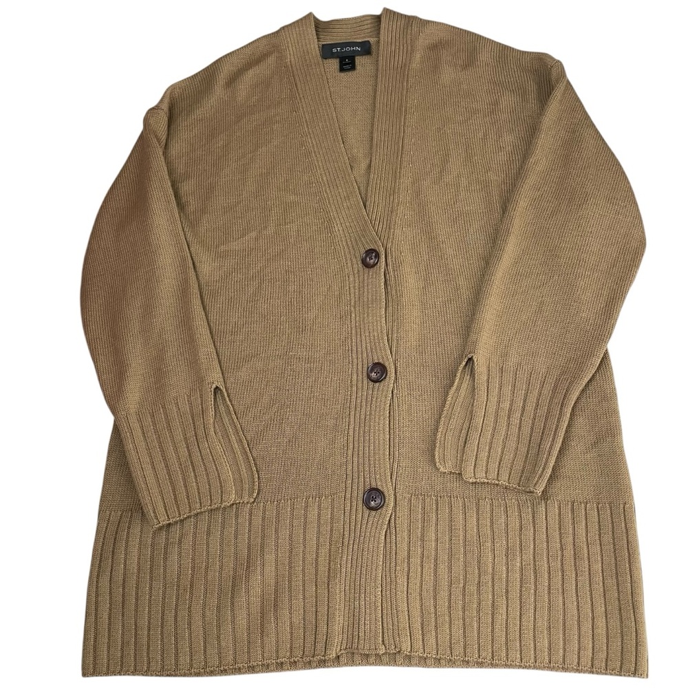 St. John V-Neck Wool Blend Button Granny Cardigan Sweater - Picture 10 of 11
